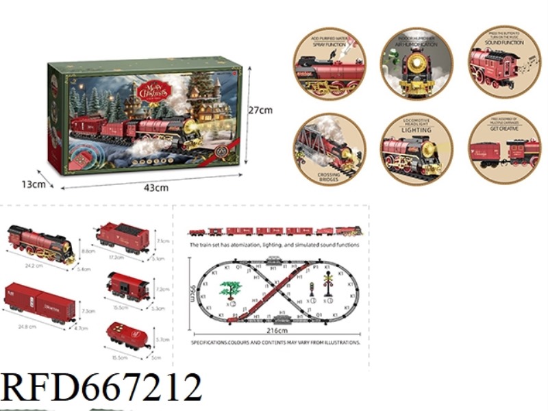 REMOTE-CONTROLLED MODEL CLASSICAL TRAIN (WITH LIGHTS, WATER AND SMOKE) CHRISTMAS SERIES