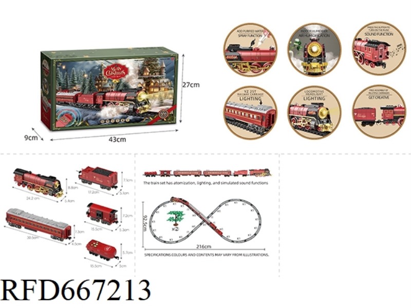 REMOTE-CONTROLLED MODEL CLASSICAL TRAIN (WITH LIGHTS, WATER AND SMOKE) CHRISTMAS SERIES
