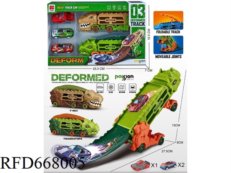 TYRANNOSAURUS REX AND TRICERATOPS RECEIVE RAIL CARS.