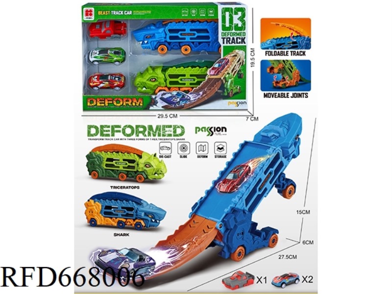 DEFORMATION TRICERATOPS AND SHARKS STORAGE RAIL CAR