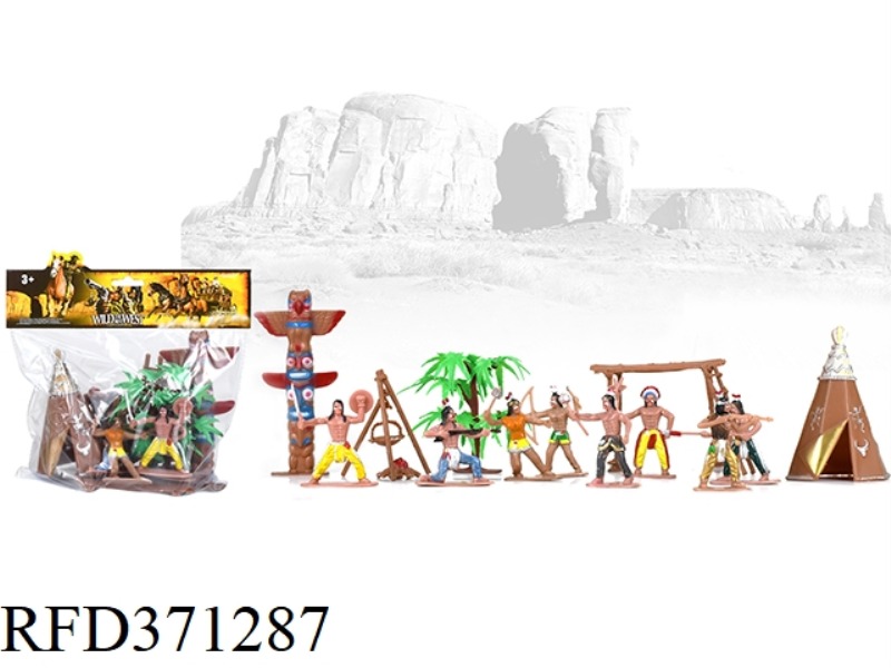 PAINTED 8-BODY INDIANS PLUS ACCESSORIES
