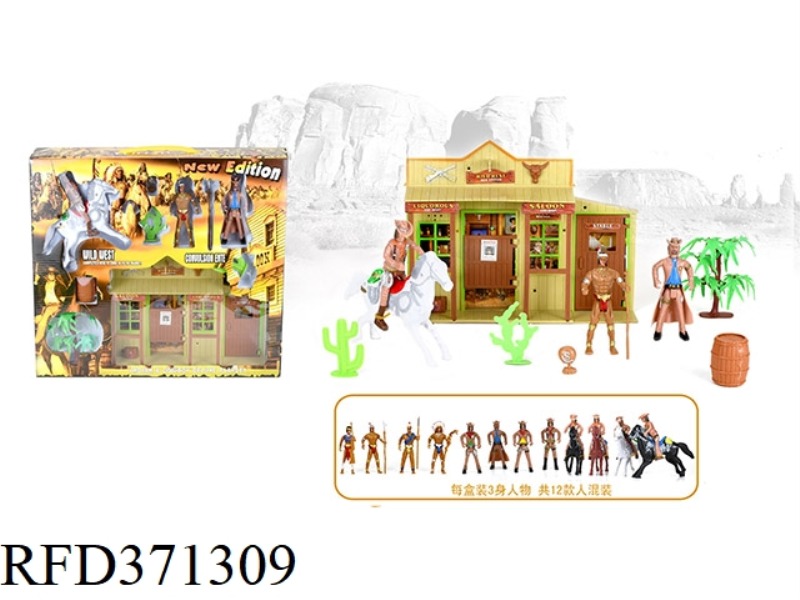 WESTERN HOUSE PLUS INDIANS PLUS WESTERN COWBOYS