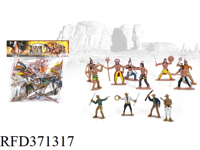 4 WESTERN COWBOYS PLUS 8 INDIANS