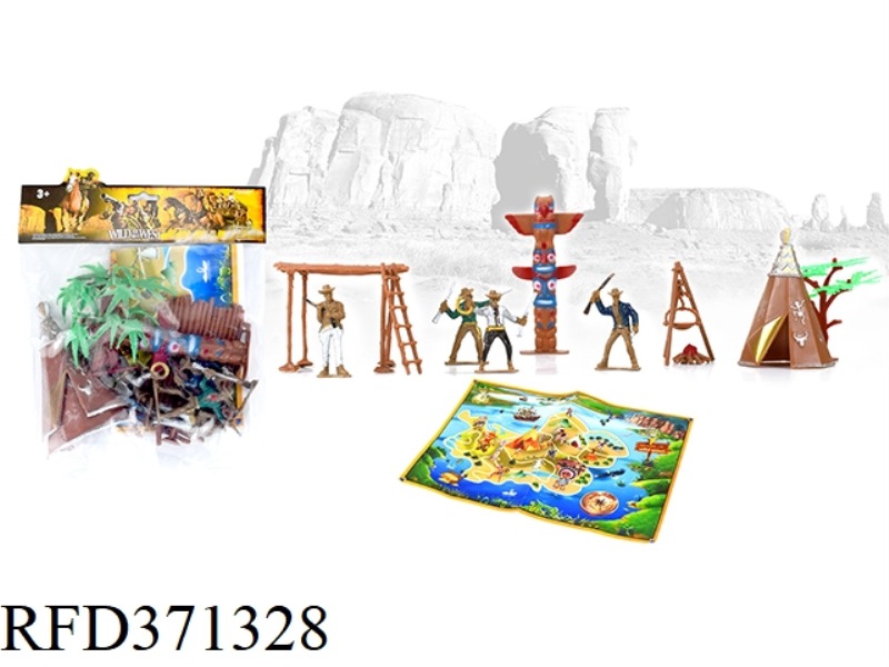 4 WESTERN COWBOYS PLUS ACCESSORIES PLUS MAP