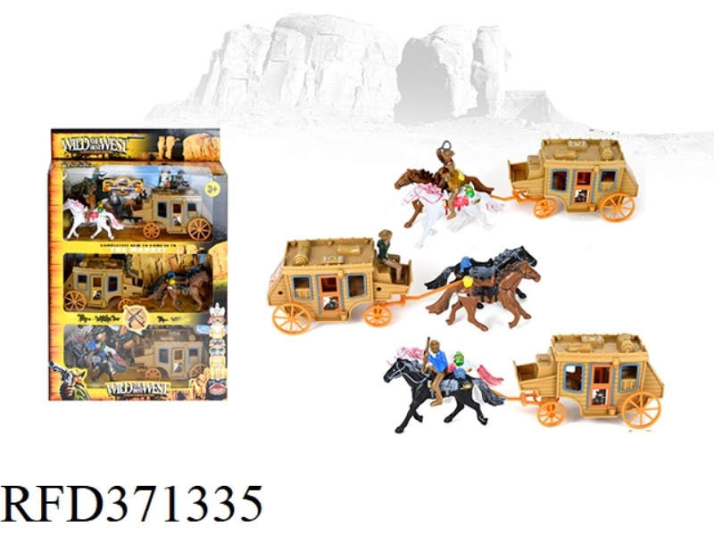3 WESTERN CARRIAGES AND 4 WESTERN COWBOYS