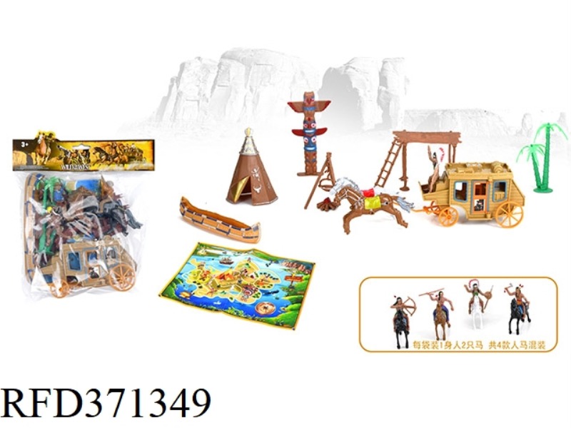 CARRIAGE PLUS INDIANS PLUS ACCESSORIES PLUS MAP