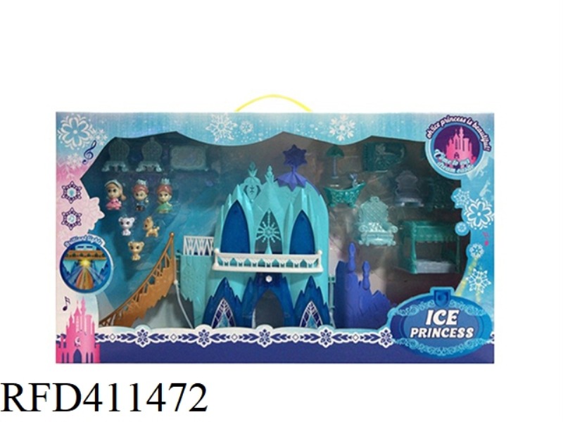 ICE AND SNOW CASTLE WITH MUSIC AND LIGHT