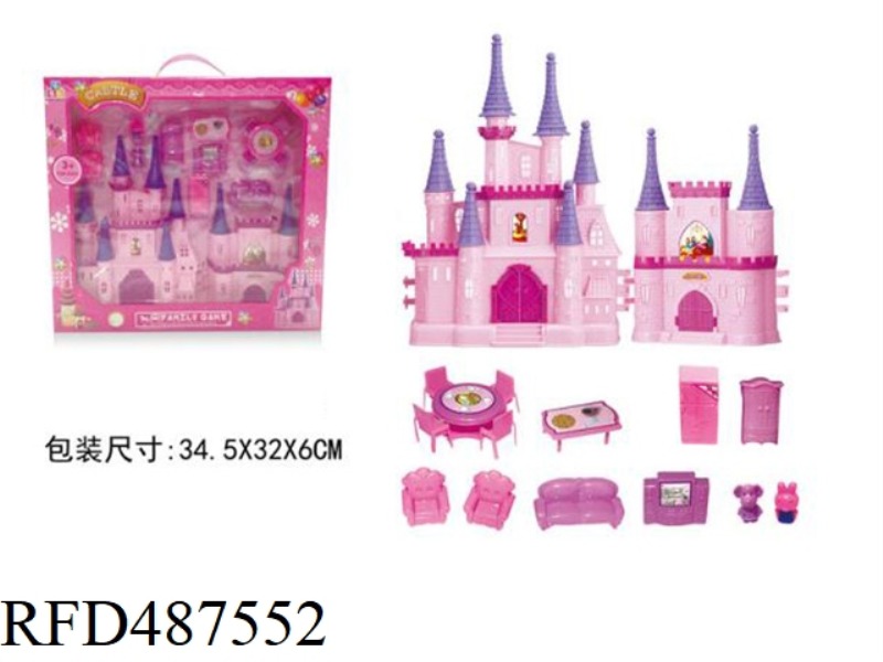 CASTLE WITH DOLLS, FURNITURE