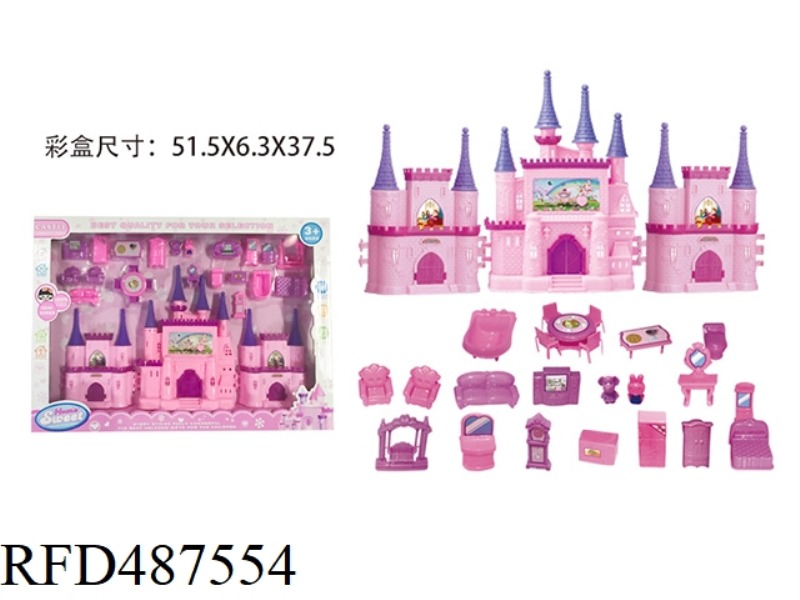 CASTLE (WITH LIGHTS, MUSIC AND ELECTRICITY) WITH FURNITURE AND DOLLS