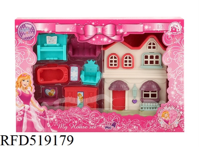 UNILATERAL COLORFUL LIGHT VILLA WITH 12 PIECES OF MUSIC (TWO MIXED, + FURNITURE)