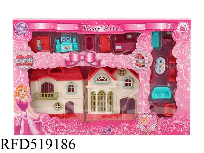 COLORFUL LIGHT MINI VILLA WITH 12 PIECES OF MUSIC + FURNITURE
