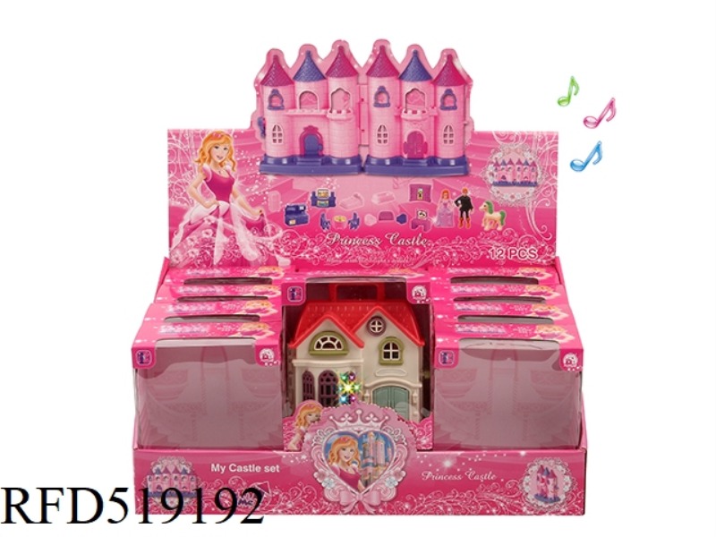 COLORFUL LIGHT MINI VILLA WITH 12 PIECES OF MUSIC + FURNITURE (2 TYPES MIXED) 12PCS