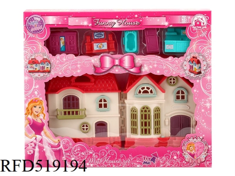 COLORFUL LIGHT MINI VILLA WITH 12 PIECES OF MUSIC + FURNITURE (TWO MIXED)