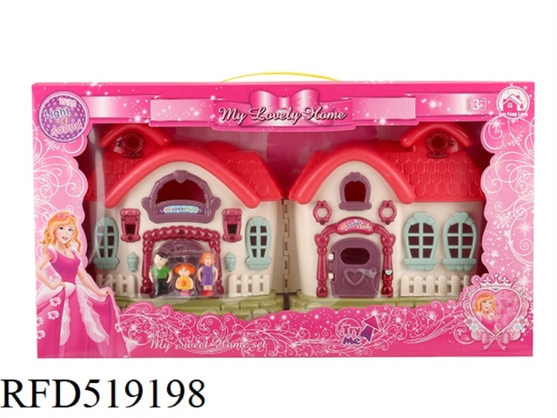 FLASH LIGHTS VILLA WITH 12 PIECES OF MUSIC + CHARACTERS SMALL FURNITURE