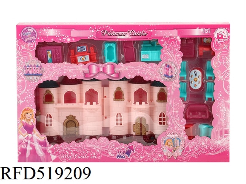 MINI COLORFUL LIGHT CASTLE WITH 12 PIECES OF MUSIC (+ FURNITURE