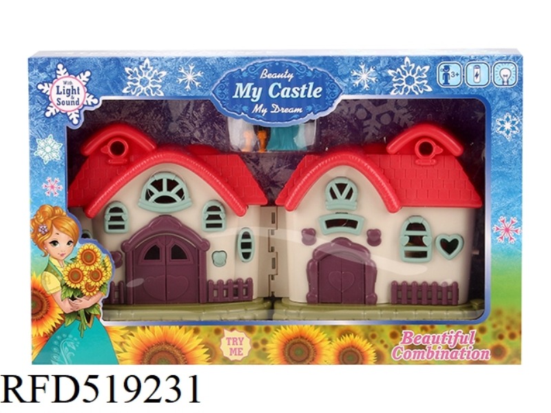 COLORFUL LIGHT VILLA WITH 12 PIECES OF MUSIC (+ FURNITURE + PRINCESS/PRINCE/HORSE