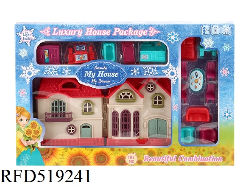 MINI COLORFUL LIGHT VILLA WITH 12 PIECES OF MUSIC + FURNITURE