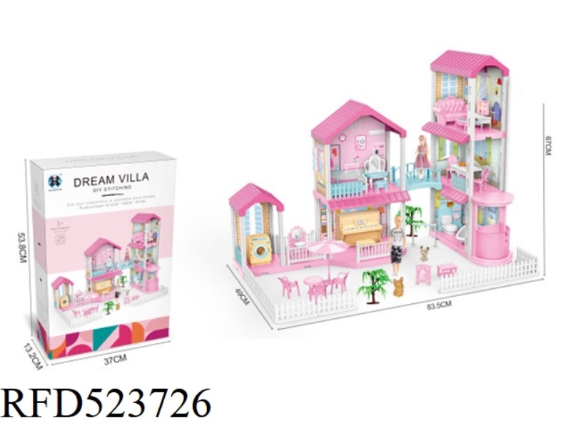 DIY PRINCESS DOLL HOUSE SELF-INSTALLED MULTI-FUNCTIONAL VILLA