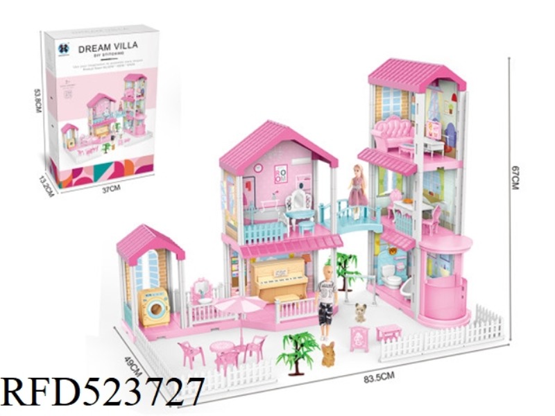 DIY PRINCESS DOLL HOUSE SELF-INSTALLED MULTIFUNCTIONAL VILLA WITH LIGHTS