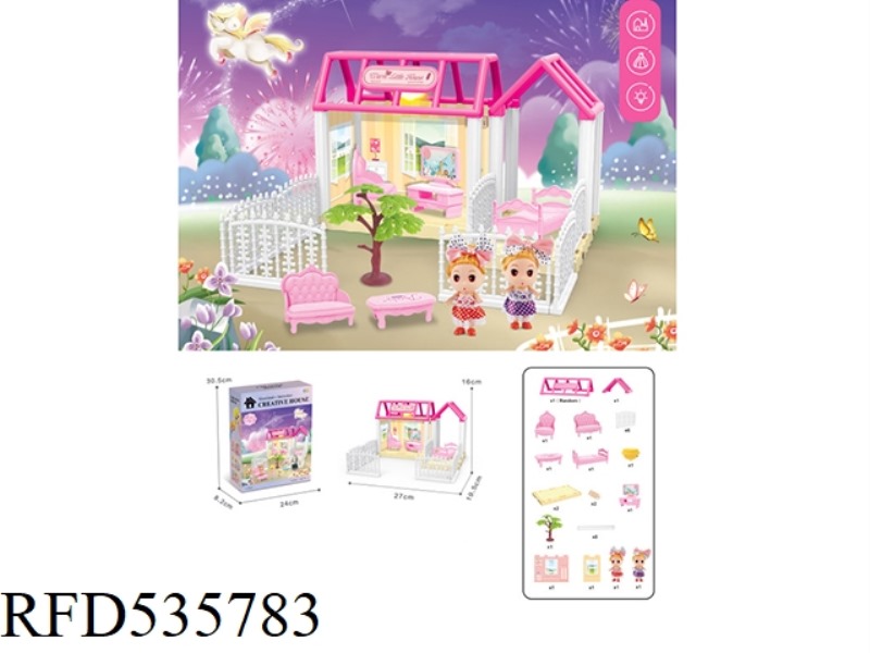 DIY VILLA WITH PRINCESS LIGHT PACK ELECTRICITY 49PCS