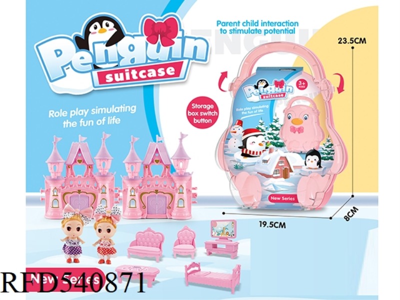 STORAGE BOXES AND SUITCASES WITH CASTLES AND FUZZY BARBIE FURNITURE