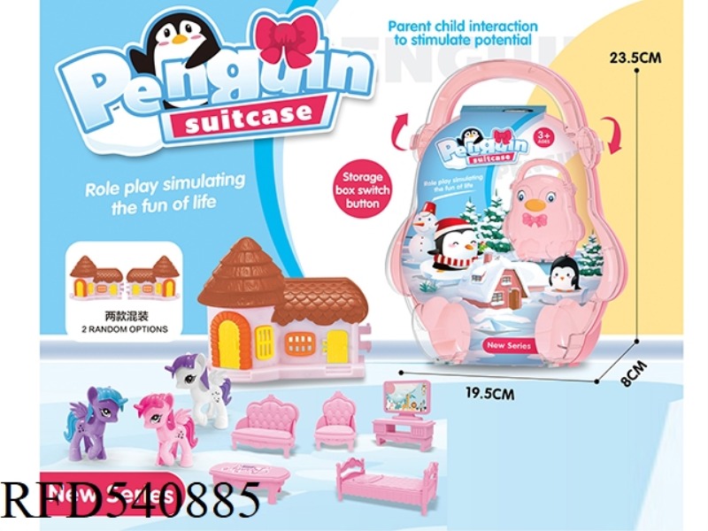 BOX CARRY-ON WITH CARTOON VILLA, PONY FURNITURE