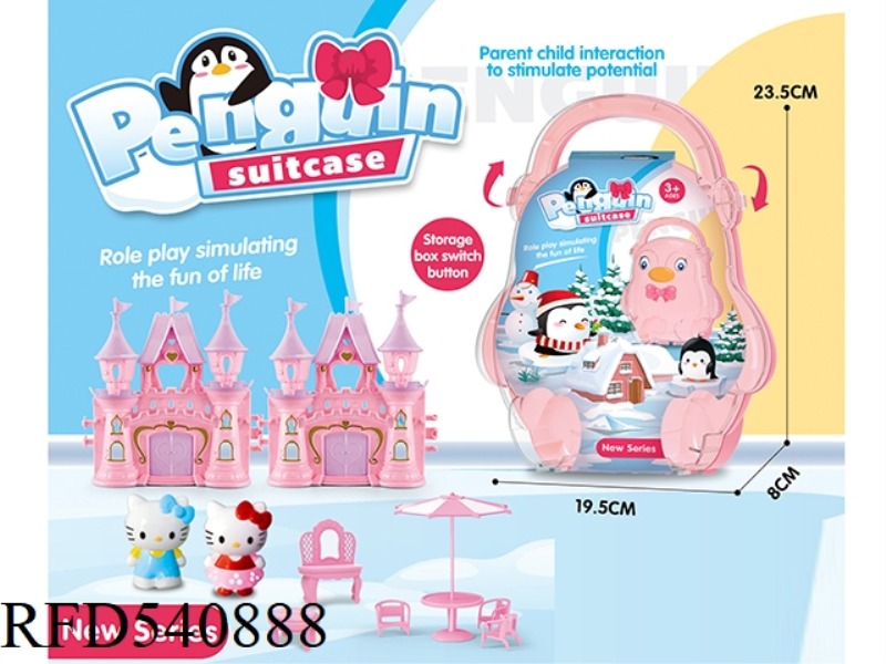 CARRY-ON BOX WITH CARTOON VILLA, KT CAT FURNITURE