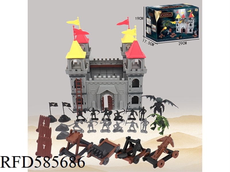 BIG CASTLE WITH 4 CARS 2 DRAGONS SET 81PCS