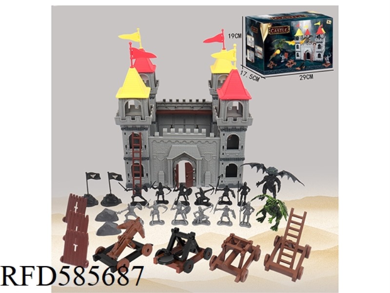 BIG CASTLE WITH 4 CARS 2 DRAGONS SET 81PCS