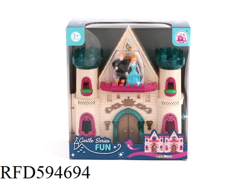 FLASH LANTERN CASTLE WITH 12 PIECES OF MUSIC+PRINCESS/PRINCE/CARRIAGE/FURNITURE