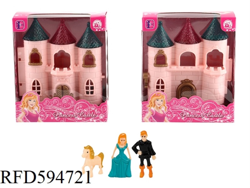 UNILATERAL MINI CASTLE+PRINCESS/PRINCE/HORSE+FURNITURE (2 MODELS MIXED)