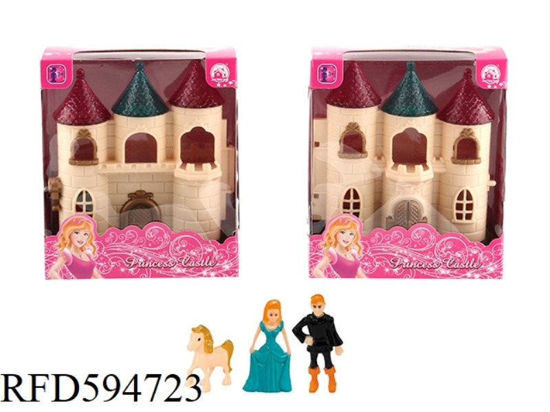 UNILATERAL MINI CASTLE+PRINCESS/PRINCE/HORSE+FURNITURE (2 MODELS MIXED)