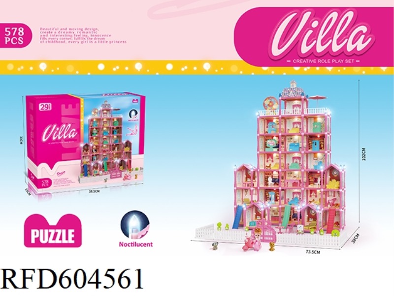 AMAZON PACKAGING 29 ROOMS DIY CASTLE VILLA ASSEMBLED 578PCS