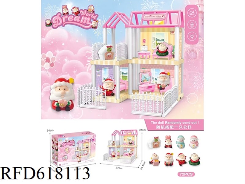 DIY VILLA WITH CHRISTMAS DOLL *4 LIGHTING 72PCS