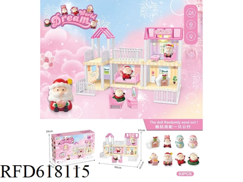 DIY VILLA WITH CHRISTMAS DOLL LIGHTING 93PCS