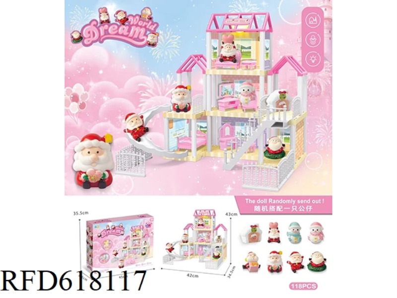 DIY VILLA WITH CHRISTMAS DOLL LIGHTING 118PCS