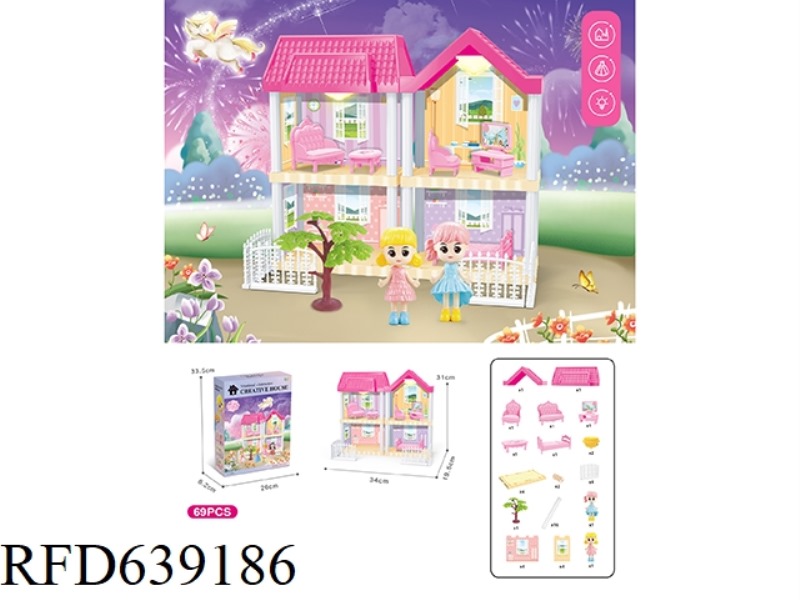DIY VILLA WITH PRINCESS DOUBLE LIGHTING
