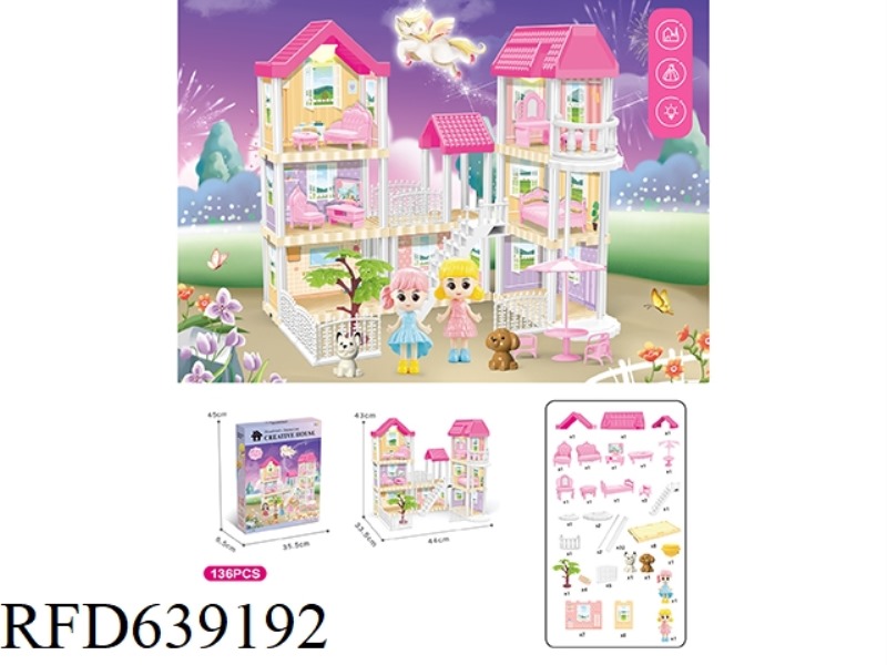 DIY VILLA WITH ELEVATOR PRINCESS DOUBLE LIGHTING