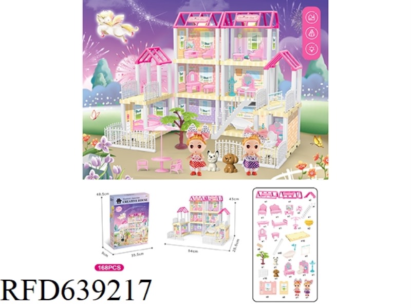 DIY VILLA WITH PRINCESS DOUBLE LIGHTING