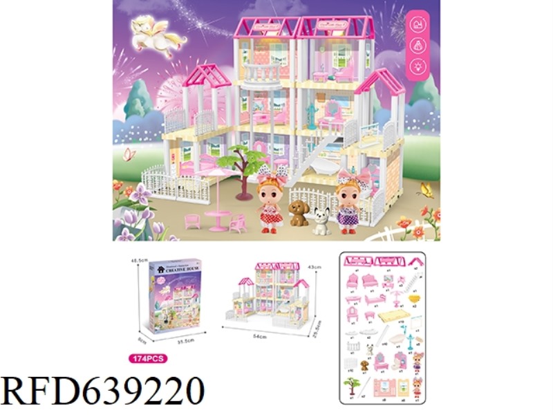 DIY VILLA WITH ELEVATOR PRINCESS DOUBLE LIGHTING