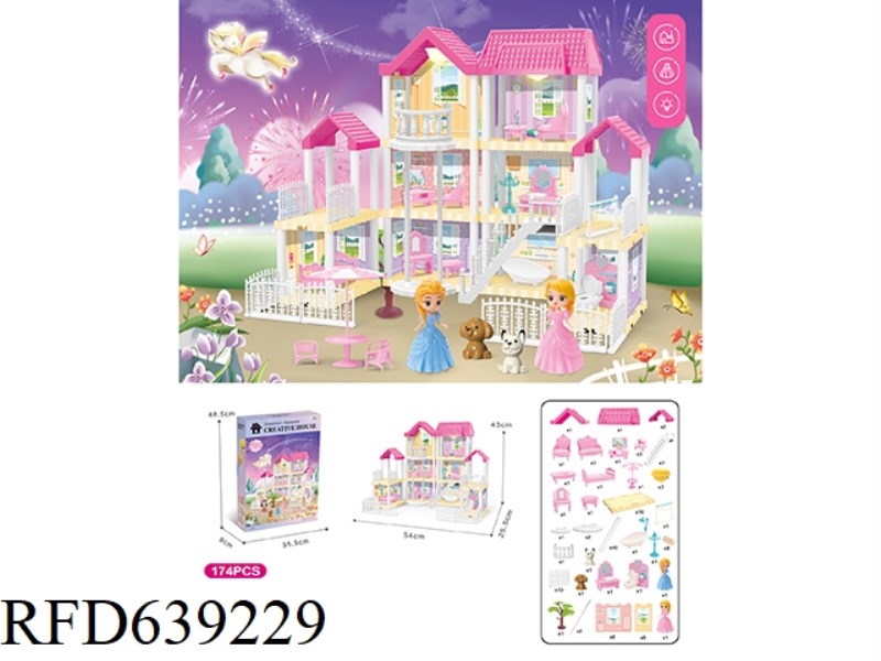 DIY VILLA WITH ELEVATOR PRINCESS DOUBLE LIGHTING