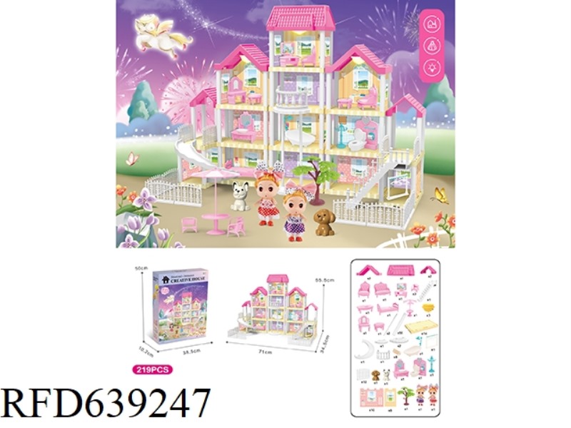 DIY VILLA WITH ELEVATOR PRINCESS THREE LIGHTS
