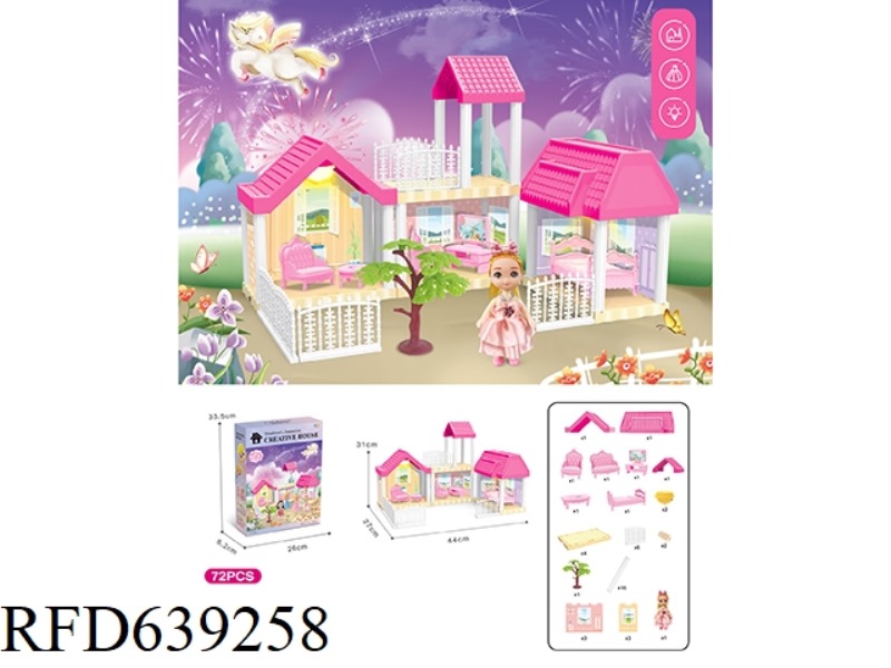 DIY VILLA WITH 4-INCH BARBIE DOUBLE LIGHTING