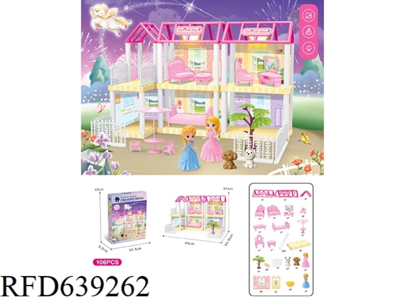 DIY VILLA WITH PRINCESS DOUBLE LIGHTING