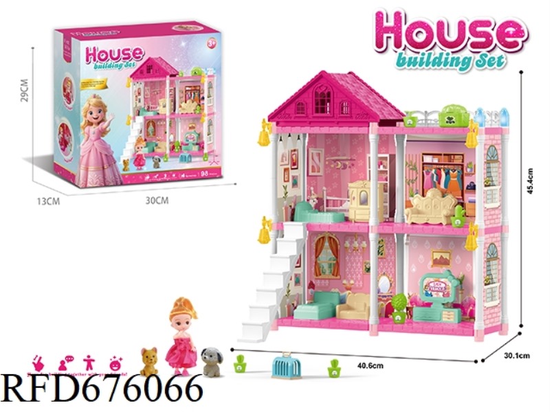 DIY ASSEMBLED CASTLE DOLL VILLA 98 PIECES (INJECTION MOLDED VERSION)