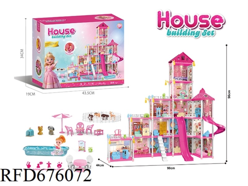 DIY ASSEMBLED CASTLE DOLL VILLA 314 PIECES WITH LIGHTS (INJECTION MOLDED MODEL)