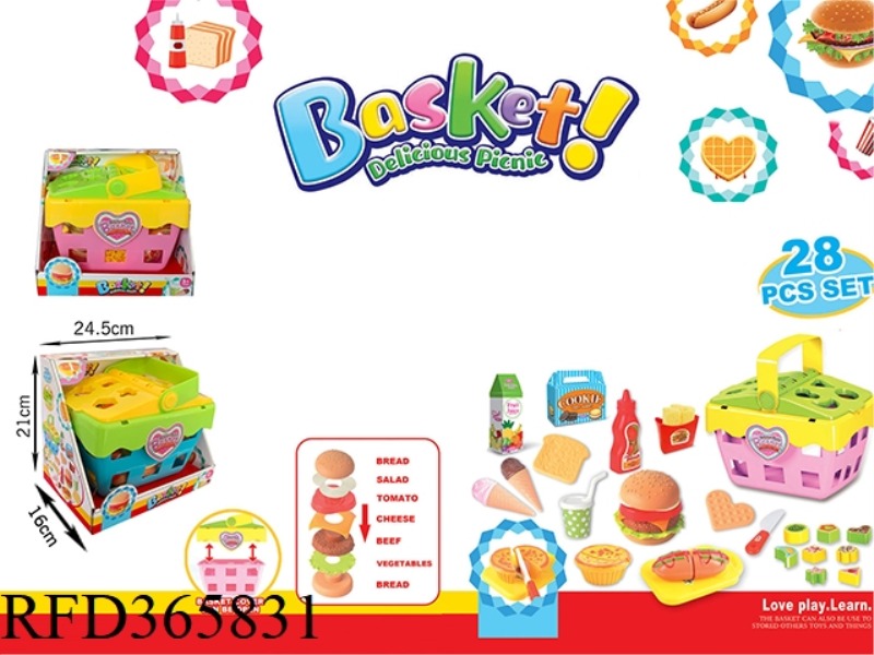 DELICIOUS PICNIC BASKET-HAPPY BURGER SET 28 PIECE SET