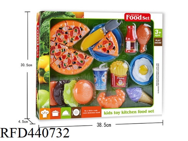 CUTABLE PIZZA HAMBURGER SIMULATED WESTERN FOOD SET