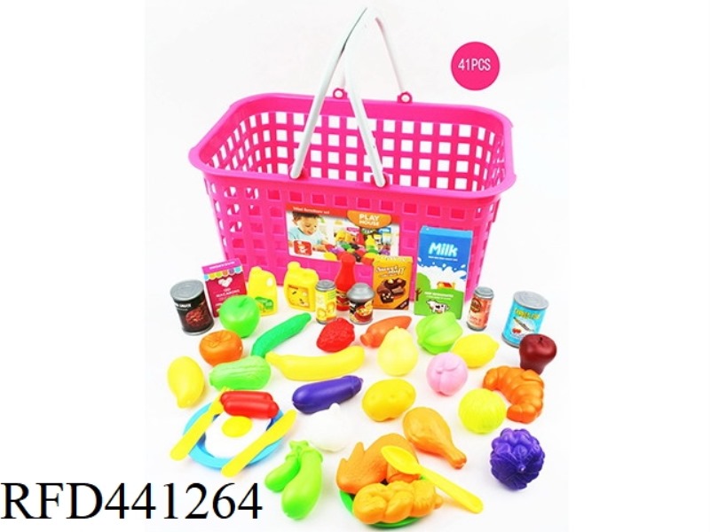 CUTLERY VEGETABLES FRUIT BASKET SHOPPING BASKET KITCHEN FOOD SET