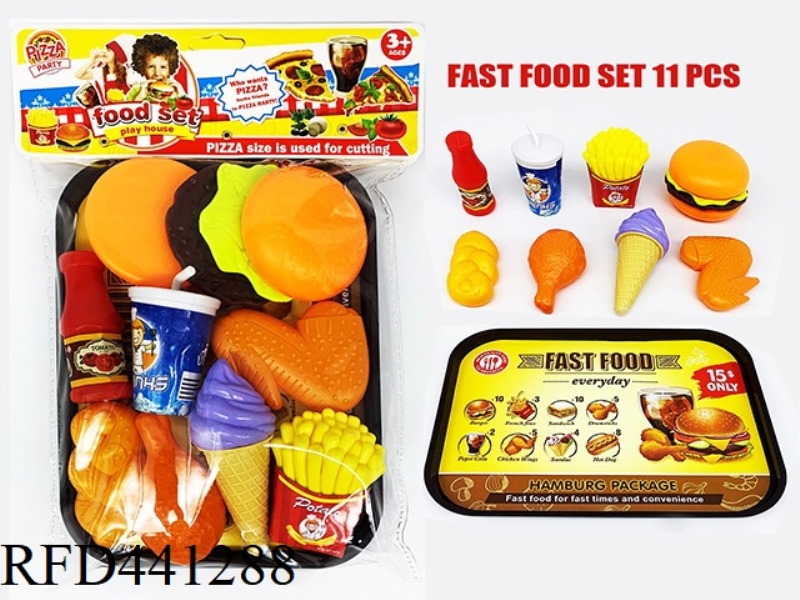 BURGER FRIES FAST FOOD PLATE SIMULATION FOOD SET